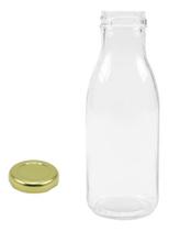 12 Garrafas Vidro Vintage Para Suco 300ml Com Tampa Dourada