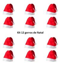 12 Gorros Vermelho de Feltro Papai Noel Natal 28x38cm 12 Gorros Vermelho de Feltro Papai Noel Natal 28x38cm