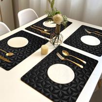 12 Jogo Americano Geo Alto Padrão Impermeável Pt Pvc