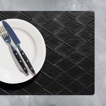 12 Jogo Americano Impermeável Kori Preto Pvc Imita Couro