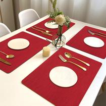 12 Jogo Americano Juta Vermelho - Impermeável Limpa Facil Pvc 12 Jogo Americano Juta Vermelho - Impermeável Limpa Facil Pvc