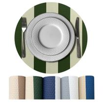 12 Jogo Americano Navy Alto Padrão Impermeável Redondo Vr