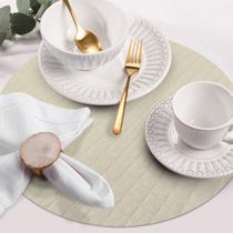 12 Jogo Americano Redondo PVC Mesa Posta Matelasse Bege 12 Jogo Americano Redondo PVC Mesa Posta Matelasse Bege