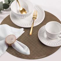 12 Jogo Americano Redondo PVC Mesa Posta Trama Caramelo 12 Jogo Americano Redondo PVC Mesa Posta Trama Caramelo