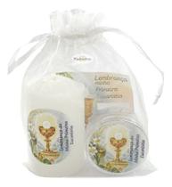 12 Kit Lembrancinha Primeira Eucaristia Vela Votiva Tercinho