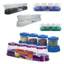 12 Kit Porta Condimentos Temperos Plástico 4 Peças Suporte