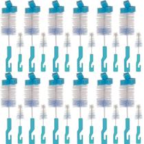 12 Kits Escovas para Limpeza de Mamadeira e Bico Esponja Higienização Buba Azul