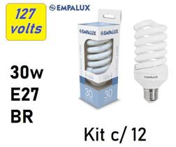 12 Lâmpadas Fluorescente Espiral 30W 127V 6.400K E27 Luz Br