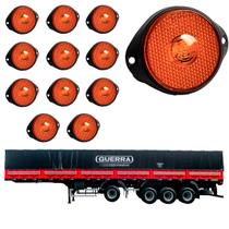 12 Lanterna Frontal Guerra LED Âmbar 65mm c/ Suporte - Fio