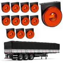 12 Lanterna Lateral Carreta LED Âmbar 85mm c/ Sup. - Conect.