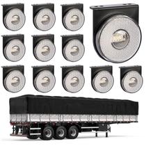 12 Lanterna Lateral Carreta LED Cristal 85mm c/ Sup. - Conec