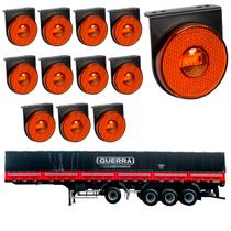 12 Lanterna Lateral Guerra LED Âmbar 85mm c/ Sup. - Conect.