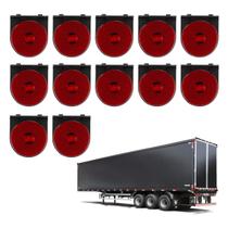 12 Lanterna Lateral Led Carreta Baú C/ Suporte Vermelha 8,5