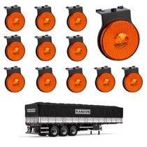 12 Lanterna Lateral Randon LED Âmbar 65mm c/ Suporte - Fio