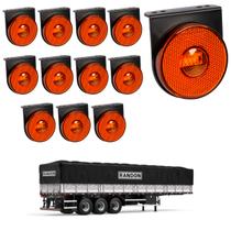 12 Lanterna Lateral Randon LED Âmbar 85mm c/ Suporte - Fio