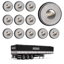 12 Lanterna Lateral Randon LED Cristal 85mm Saída Fios