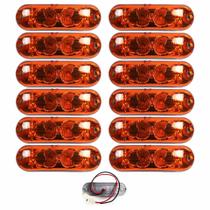 12 Lanterna Ônibus Caminhão Vigia Teto Cromada 2 LED 24 Volts AM