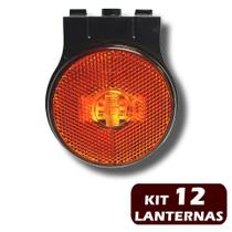 12 Lanternas Lateral LED Caminhão Carreta C/Suporte Amarela - EDN