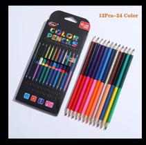 12 Lápis de Cor Ponta Dupla Desenho Profissional Arte de Sombrear - Color Pencils