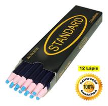 12 Lápis Giz Azul Ecológico Não Usa Apontador Confecção.