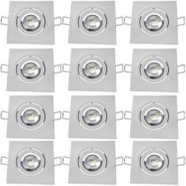 12 Luminária de Gesso Teto Spot 5w Quadrado Embutir Luz Branca Bivolt 12 Luminária de Gesso Teto Spot 5w Quadrado Embutir Luz Branca Bivolt