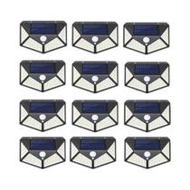 12 Luzes Solares de Parede com Sensor de Movimento - 100 LEDs - Iluminação Externa à Prova D'Água