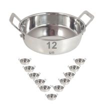 12 mini panelinha caçarola inox luxe p/ servir c/ alça m2 12 mini panelinha caçarola inox luxe p/ servir c/ alça m2