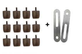 12 Mini Pés Marrom 3 Cm De Altura P/ Cama Box + 2 Chapa União 12 Mini Pés Marrom 3 Cm De Altura P/ Cama Box + 2 Chapa União