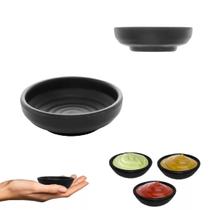 12 Molheiras Porta Shoyu Redondo Melamina Toquio Preto 50ml