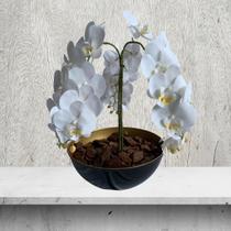 12 Orquídeas Brancas phalaenopsis Artificiais Realista - Sofisticação para Ambientes Corporativos - DE1324