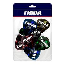 12 Palhetas Thin Cores Sortidas Celuloide P/ Violão Guitarra