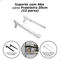 12 Par Suporte Prateleira Com Aba P/ Trilho Cremalheira 20cm Branco