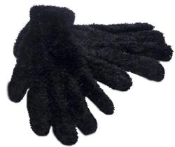 12 Pares De Luva Feminina Peluda Bem Fofinha Preto T/único