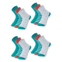 12 Pares De Meias Cano Médio Infantil Kids Bebe Mash De Algodão Cotton
