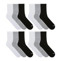 12 Pares De Meias Mash Básica Cano Médio Em Algodão Para Treino Corrida Academia