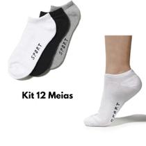 12 Pares de Meias Soquete Unissex Sport Alta Qualidade Varias Cores
