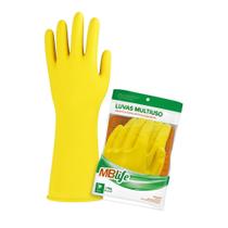 12 Pares Luva de Látex Amarela Multiúso para Limpeza em Geral MBLIFE - Tamanho P
