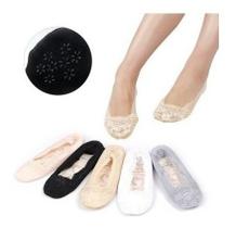 12 Pares Meias De Renda Sapatilho Invisível C/ Silicone 12 Pares Meias De Renda Sapatilho Invisível C/ Silicone