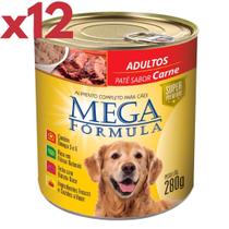 12 Patês Para Cães Adultos Sabor Carne Mega Fórmula - 1 Fardo