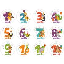 12 Pcs/Set Cartoon Animal Baby Monthly Stickers Photography Comemorativo Card Number Photo Props Newborn Milestone Memorial Month Stickers
