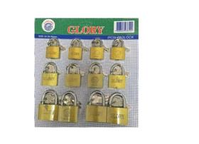 12 Peças Cadeado Pequeno 32/38 E 50Mm Cartela Cadeado Glory