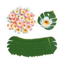 12 Peças De Flores Artificiais De Plumeria E Folhas De Palmeira Para Decoração De Festas Tropicais 12 Peças De Flores Artificiais De Plumeria E Folhas De Palmeira Para Decoração De Festas Tropicais