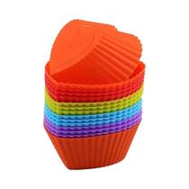 12 Peças De Forma De Silicone Para Bolos Em Forma De Coração Redonda, Moldes Para Muffin E Cupcake,