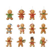 12 Peças De Pingentes De Madeira Em Forma De Homem De Gengibre Para O Natal, Ornamentos Para 12 Peças De Pingentes De Madeira Em Forma De Homem De Gengibre Para O Natal, Ornamentos Para