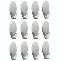 12 Peças Gancho Cabide Inox Adesivo Cozinha Banheiro Parede