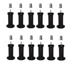 12 Pés Varian Preto C/ Bucha P/ Cama Box Baú Queen King 13cm