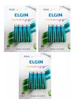 12 Pilha Alcalina AAA Elgin Energy Lr3 1,5v (4x3)