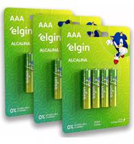 12 Pilha Alcalina AAA Elgin Energy Lr3 1,5v (4x3)