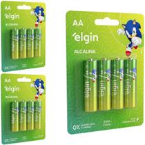 12 pilhas alcalina aa pequena 2a cartela elgin
