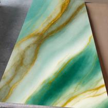 12 Placas Adesiva Parede Painel Verde Dourado Mármore 60X30